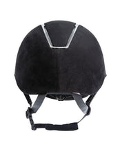 Load image into Gallery viewer, Tipperary Windsor with MIPS Wide Brim - Black UltraSuede Shell w/ Chrome Trim and Black UltraSuede Top