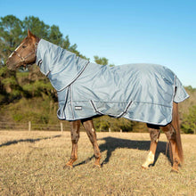 Load image into Gallery viewer, DS26 Jeffers Poplar Head "Refuge" 1200 Denier Turnout Blanket with Detachable Neck, 240 Gram, Hamilton Blue
