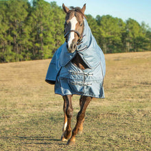 Load image into Gallery viewer, DS26 Jeffers Poplar Head "Refuge" 1200 Denier Turnout Blanket with Detachable Neck, 360 Gram, Hamilton Blue