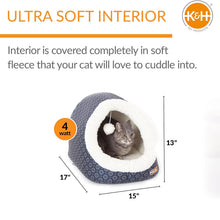 Load image into Gallery viewer, DS26 K&H Pet Products Thermo-Pet Cave Heated Cat Bed – Plush Cat Cave & Tunnel for Cats and Small Dogs