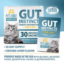 Load image into Gallery viewer, Pet’s Choice Gut Instincts Probiotic Supplement for Cats, Digestive & Immune Support, 30 Powder Packets, Made in USA
