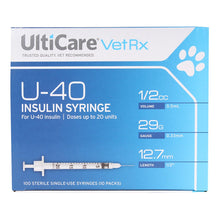 Load image into Gallery viewer, DS26 UltiCare U-40 Insulin Syringes, 29ga x ½", Box of 100 ct