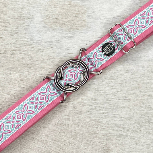 Pink and Green Flowers - adjustable belt
