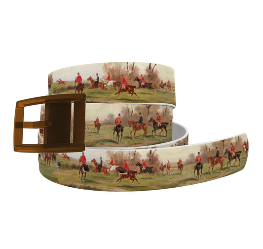 Horses and Hounds Belt with Brown Buckle