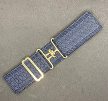 Load image into Gallery viewer, Benny Bows Belt 2" Navy/Gold Buckle