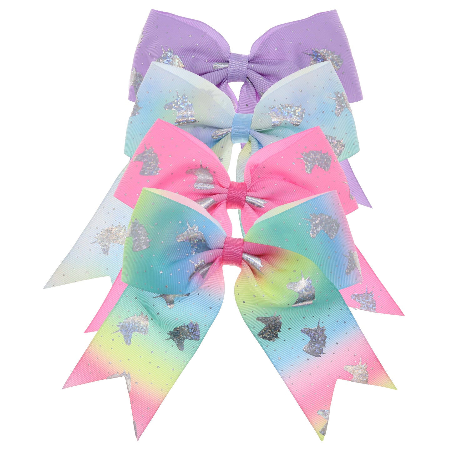 Large Unicorn Glitter Hair Bows Pair