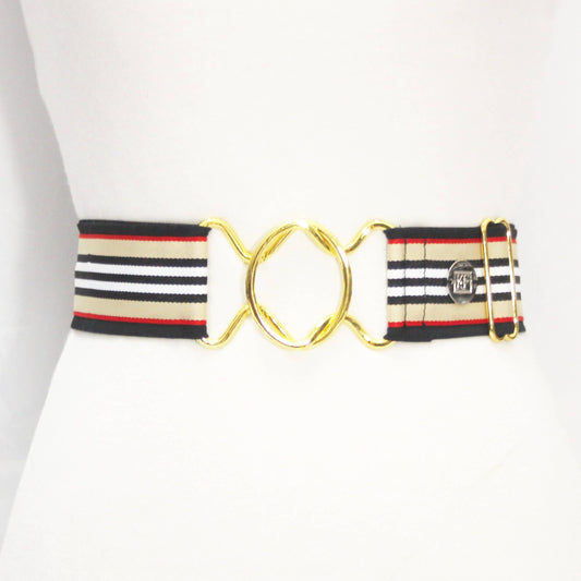 Tan stripe-adjustable belt-one size fits most