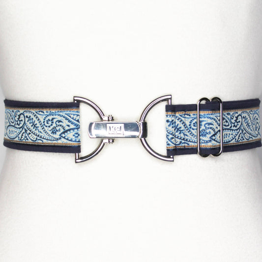Paisley - Navy-adjustable belt-one size fits most