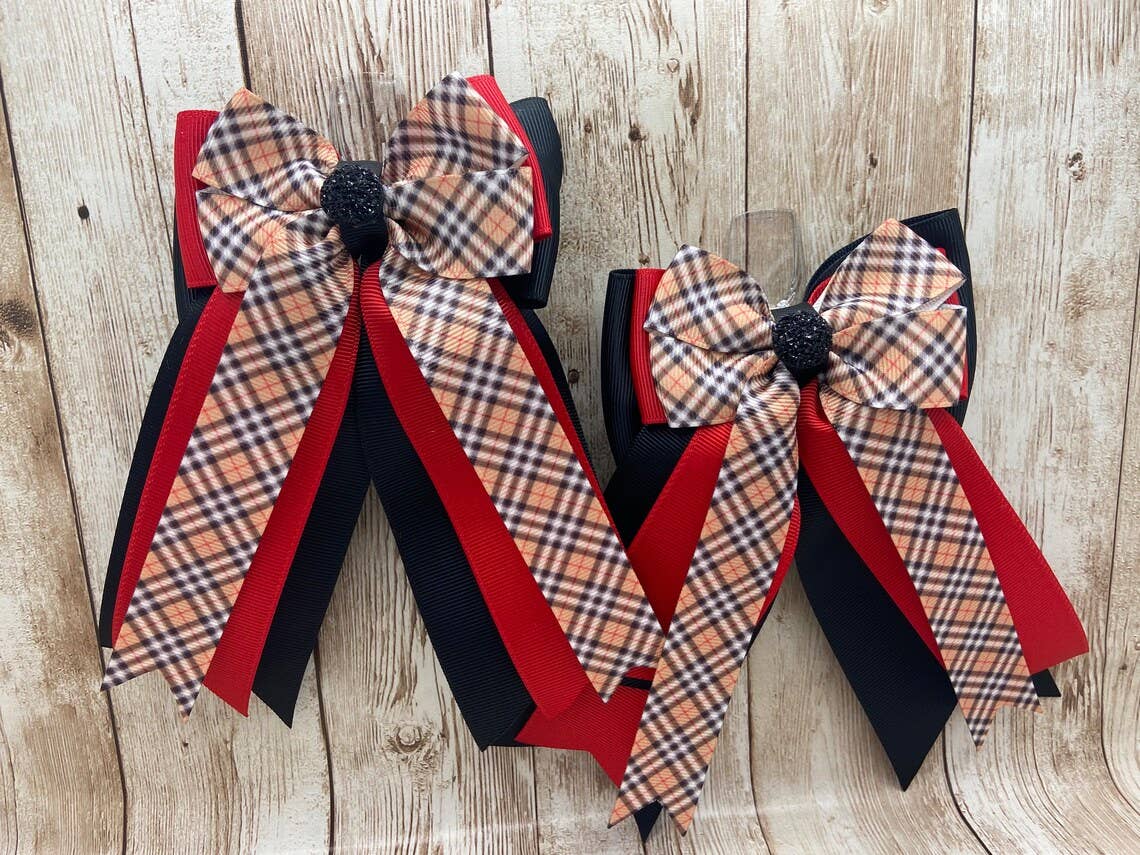 Show Bows - Designer Tartan Plaid with Red