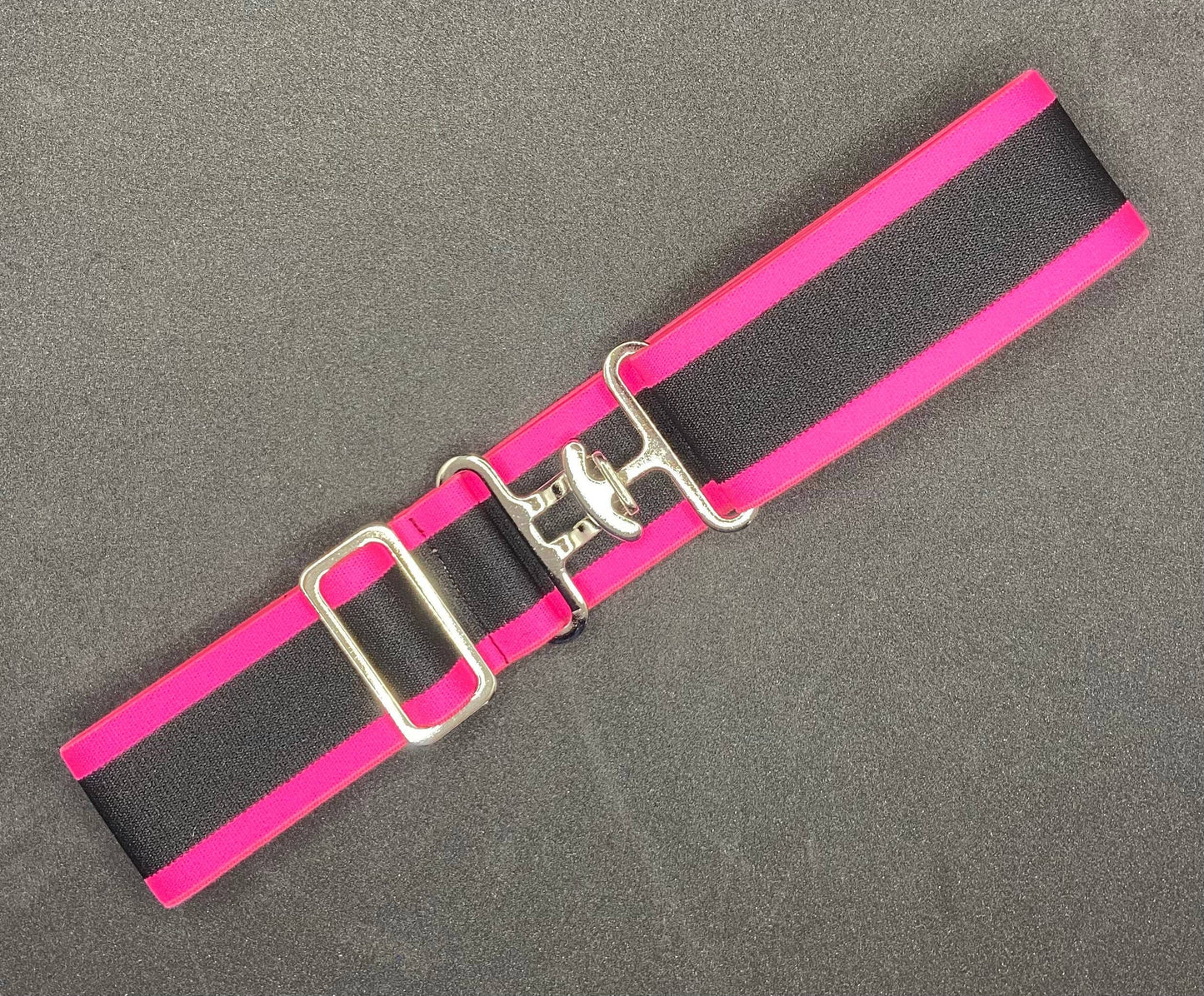 1.5" Equestrian Belt - Riding Belt - Surcingle Riding Belt - Black with Pink Edging - Horse Show Fashion - Surcingle Elastic Belt