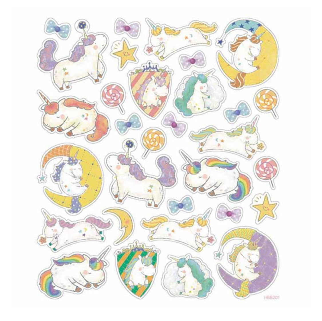 Sleepy unicorn stickers