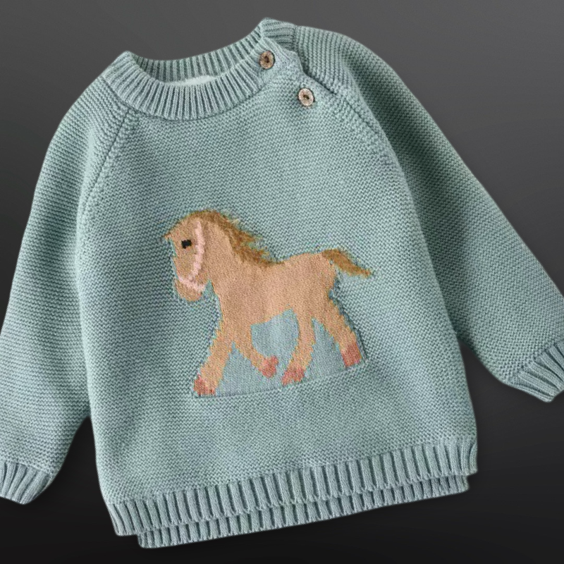 Equestrian Horse Knit Baby Sweater