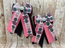 Load image into Gallery viewer, Horse Show Bows - Starbucks Frappuccino on Pink and Black
