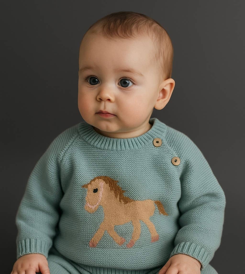 Equestrian Horse Knit Baby Sweater