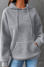 Load image into Gallery viewer, WOMEN DRAWSTRING WAFFLE LONG PULLOVER HOODIE_CWOHOL0201
