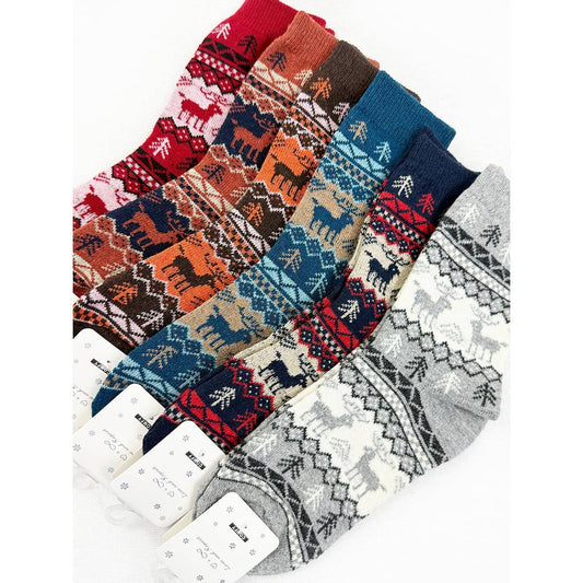 Reindeer Print Cozy Cabin Socks