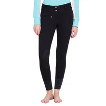 Load image into Gallery viewer, TuffRider Ladies Ribb Lowrise Wide Waistband Knee Patch Breeches

