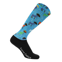 Load image into Gallery viewer, Equine Couture Children'S OTC Boot Socks- Rainy Day Ponies
