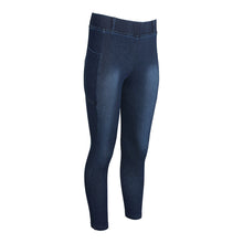 Load image into Gallery viewer, Equine Couture Ladies Denim Full Seat Silicon Tights with Phone Pocket
