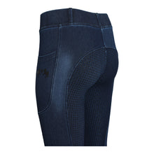 Load image into Gallery viewer, Equine Couture Ladies Denim Full Seat Silicon Tights with Phone Pocket
