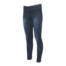 Load image into Gallery viewer, Equine Couture Ladies Denim Full Seat Silicon Tights with Phone Pocket
