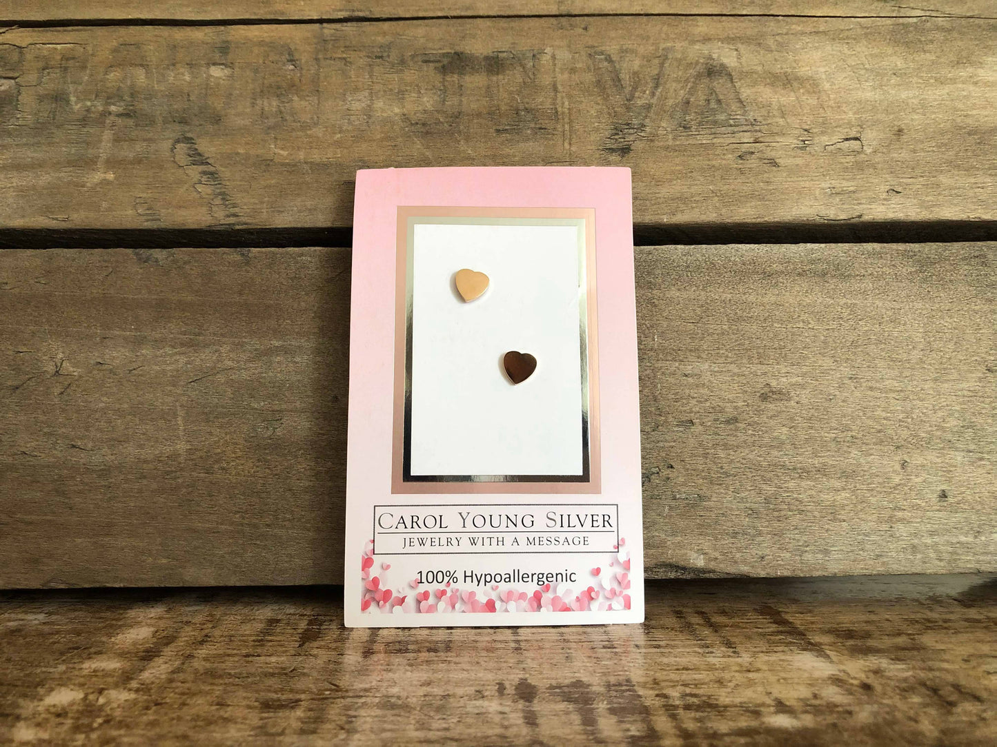 Mini Heart Earrings/Rose Gold Tone