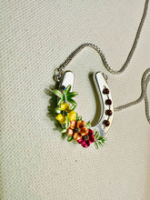 Load image into Gallery viewer, Horseshoe with Boho flowers/Arabian horse lovers Necklace
