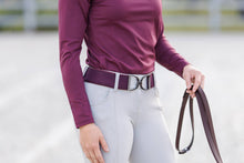 Load image into Gallery viewer, Bordeaux - 2" Gunmetal Stirrup Equestrian Elastic Belt
