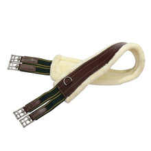 Load image into Gallery viewer, Henri de Rivel Contoured Leather Sherpa Fleece Girth
