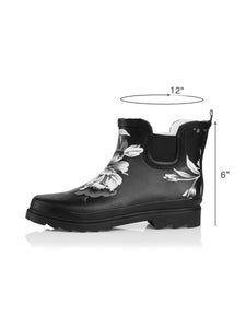 NORTY Womens 6" Ankle Rain Boots 41809 Black Floral Matte