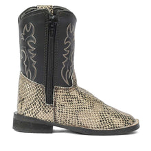 Load image into Gallery viewer, TuffRider Toddler Black Snake in My Boot Western Leather Boots
