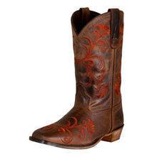 Load image into Gallery viewer, TuffRider Women Signa Floral Embroidered Leather Square Toe Western Boots
