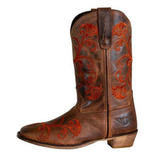 Load image into Gallery viewer, TuffRider Women Signa Floral Embroidered Leather Square Toe Western Boots
