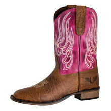 Load image into Gallery viewer, TuffRider Toddlers Arches Flame Embroidered Pink Shaft Square Toe Western Boots
