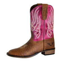 Load image into Gallery viewer, TuffRider Youth Arches Flame Embroidered Pink Shaft Square Toe Western Boots
