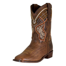 Load image into Gallery viewer, TuffRider Youth Yukon Tricolor Leather Embroidered Square Toe Western Boots
