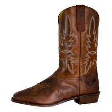 Load image into Gallery viewer, TuffRider Men’s Old Faithful Leather Embroidered Wide Square Toe Western boot

