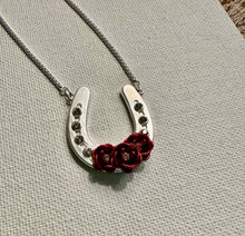 Load image into Gallery viewer, Horseshoe with Roses/Arabian horse lovers Necklace
