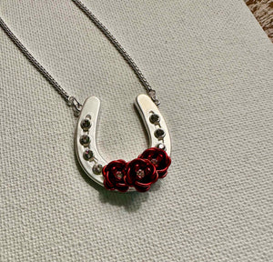 Horseshoe with Roses/Arabian horse lovers Necklace