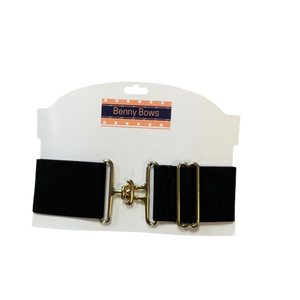 Benny Bows Belt 2" Black/Gold Buckle