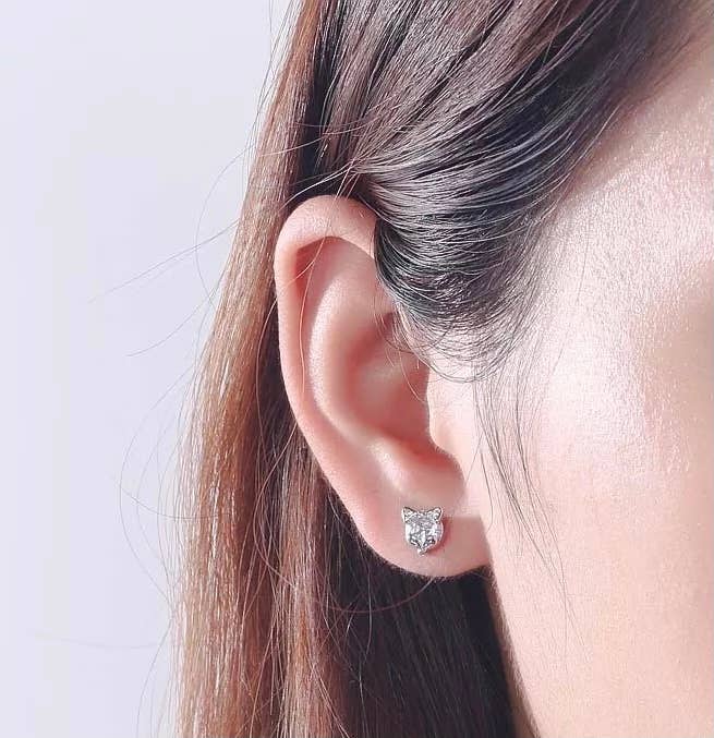 Sterling Silver Fox Stud Earrings