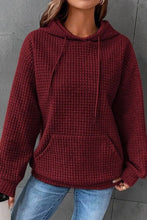 Load image into Gallery viewer, WOMEN DRAWSTRING WAFFLE LONG PULLOVER HOODIE_CWOHOL0201
