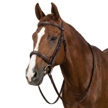 Load image into Gallery viewer, Henri de Rivel Pro Mono Crown Fancy Bridle with Patent Leather Piping and Laced Reins
