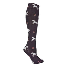 Load image into Gallery viewer, AWST Int'l Lila Large Horses and Horseshoes Socks

