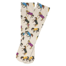 Load image into Gallery viewer, AWST Int'l Lila Horses in Blankets Equestrian Boot Socks Ladies
