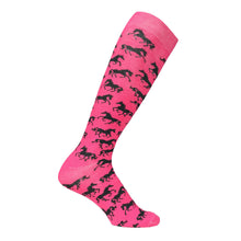 Load image into Gallery viewer, AWST Int'l Ladies "Lila" Galloping Horses Knee Socks - 6 Pack
