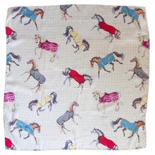 Load image into Gallery viewer, AWST Int'l Lila Horses in Blankets Scarf
