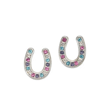 Load image into Gallery viewer, AWST Int'l Horseshoes Earrings w/Colorful Cowboy Hat Box
