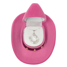 Load image into Gallery viewer, AWST Int'l Horseshoe Pendant Necklace w/Colorful Cowboy Hat Gift Box
