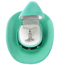 Load image into Gallery viewer, AWST Int'l Cowboy Boot Necklace w/Colorful Cowboy Hat Gift Box

